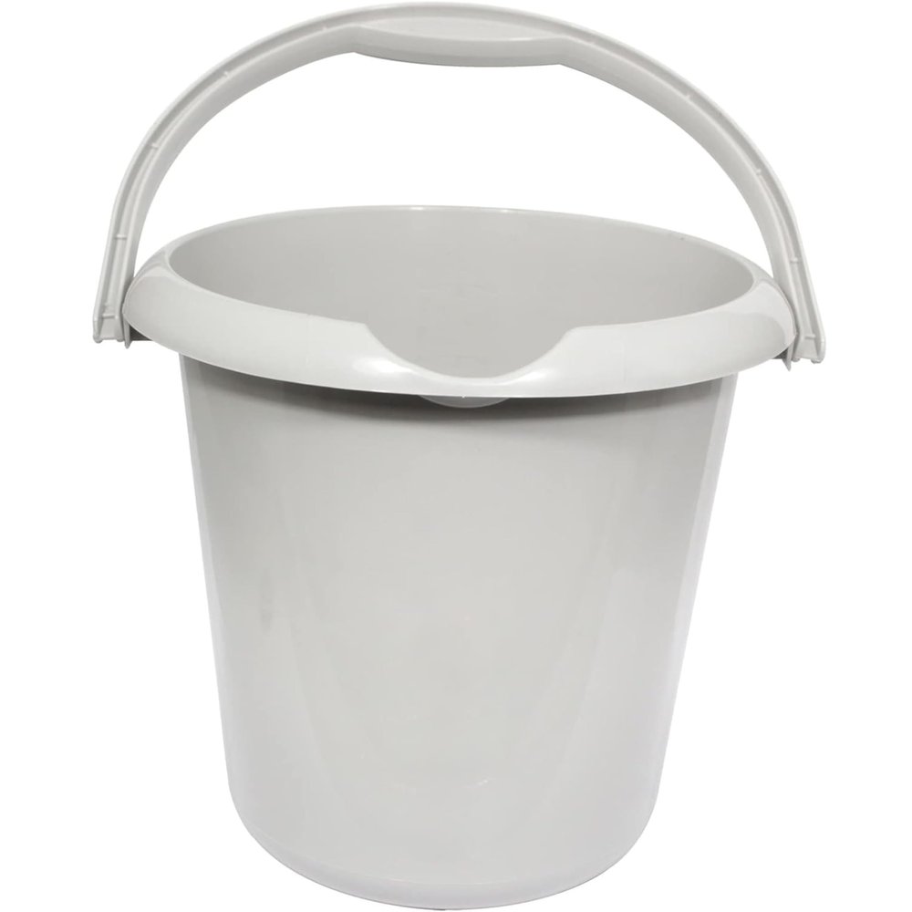 Neat Plastics 5L Round Bucket, Multipurpose Durable & Lightweight Water Storage Plastic Bucket with Handle- Ideal for Food Storage, Garden, Kitchen, Cleaning, Sage, Pack of 2