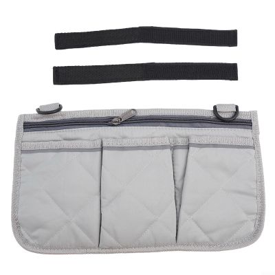 1PC Camping Chair Armrest Storage Bag, Wheelchair Armrest Side Bag Organizer, Wheelchair Armrest Bag with Reflective Strip(gray)