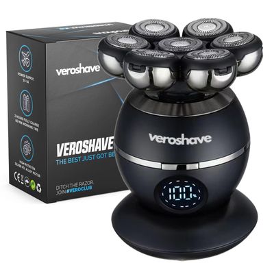 Veroshave 7-Blade Bald Head Shaver for Men - Cordless, Rechargeable Hair Trimmer With Curved Blades, Mess-Free & Full-Shave Travel-Friendly Grooming Kit