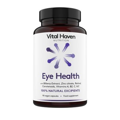 Vital Haven - Eye Health Supplement - Meso Zeaxanthin + Lutein + Zeaxanthin + Bilberry and VIT C/A/E/B2 with Zinc - UK Made
