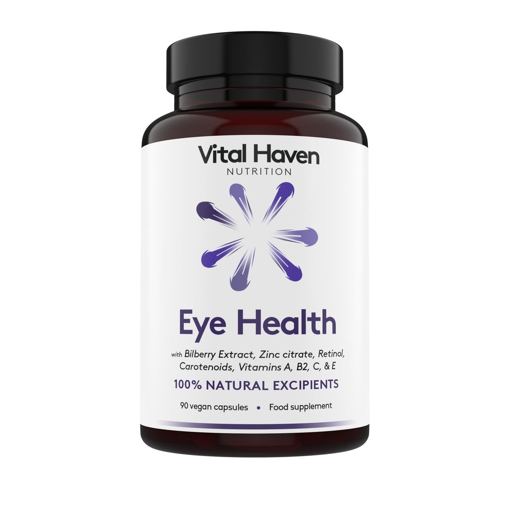 Vital Haven - Eye Health Supplement - Meso Zeaxanthin + Lutein + Zeaxanthin + Bilberry and VIT C/A/E/B2 with Zinc - UK Made