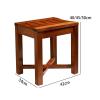 NEYTIIR Bathroom Stool, Bath Stool with storage shelf, Non-Slip Bath Bench, Solid Wooden Shower Stool, Bath Stools to sit on in bath, Adult Footstool, Bath Bench Wooden, f(Size:40cm,Color:Chestnut) view 2
