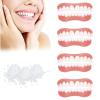 Giural 4 Pair Instant Veneers Dentures Fake Teeth, Cosmetic Tooth Veneers, Snap on Veneers Teeth, Clip in Veneers Teeth Top and Bottom, False Teeth Veneers for Men and Women Cover Imperfect Teeth