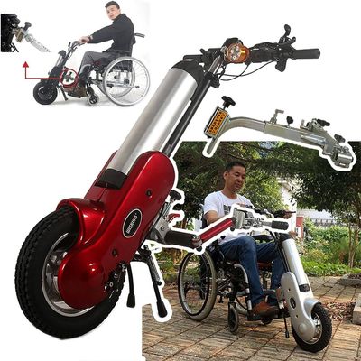 12 Inch Wheelchair Pull Device - Front Light + 3 Speed + LCD Display, 12 Inch Electric Handcycle Wheelchair Attachment (Range: 35Km), Easy to Install & Detach,Red-B