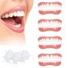 Giural False Teeth Veneers, 4 Pairs Clip in Veneers Teeth, Fake Teeth Veneers Top and Bottom, Clip on Veneers, Instant Veneers Dentures, Snap on Veneers Teeth, Snap on Dentures for Men and Women