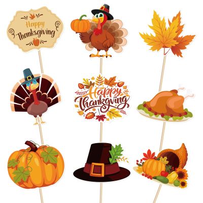 144PCS Thanksgiving Cupcake Toppers Toothpicks Decorations - Turkey Day Fall Picks Food Appetizers Sticks Party Supplies