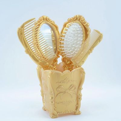 5Pcs Vintage Vanity Set with Hand Mirror Detangling Hair Brush Rat Tail Comb and Comb Holder for Makeup