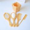 5Pcs Vintage Vanity Set with Hand Mirror Detangling Hair Brush Rat Tail Comb and Comb Holder for Makeup view 4