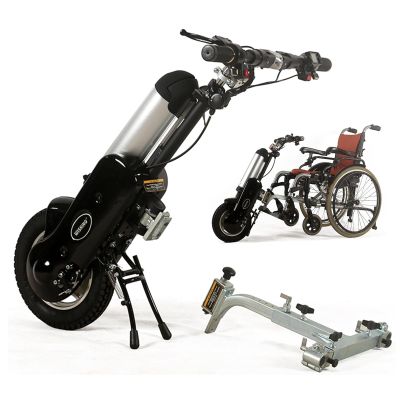 12 Inch Wheelchair Pull Device - Front Light + 3 Speed + LCD Display, 12 Inch Electric Handcycle Wheelchair Attachment (Range: 35Km), Easy to Install & Detach,Black-A