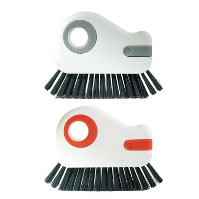 2pcs Handheld Cleaning Brush Set, Hard Bristle Crevice Cleaning Brush for Sliding Door, Window Track, and Corner, Heavy-Duty Gap Scrubbing Tools for Deep Cleaning (Grey & Orange)