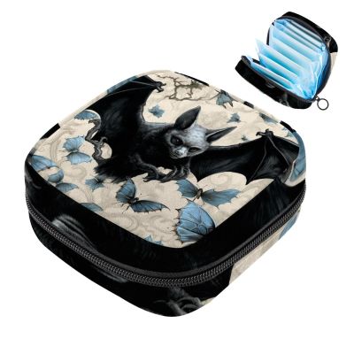Bat-2075 First Period Kit for Girls, Tampon Pantyliners Menstrual Purse, Nursing Pad Holder with Zipper, Sanitary Collect Napkin Bag Organizer