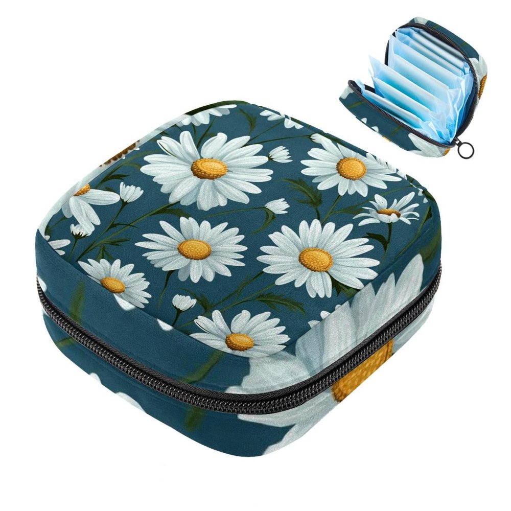 Zipper Sanitary Napkin Bag, Soft Menstrual Pad Pouch, Daisy-429 Storage Bag for Sanitary Napkin Pads, Tampon Holder Pad Purse