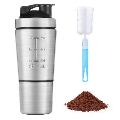 ACWOO 700ml Protein Shaker Bottle with 200ml Storage Cup, Stainless Steel Protein Shaker Cup With Mixball, Gym Shaker Bottle, Protein Shaker, BPA Free Leak Proof Shaker Bottle for Protein Bottle
