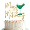 Margs & Matrimony Cake Topper, Margarita Bachelorette Decorations, Bride to Be, Mexican Fiesta Bachelorette Wedding Party Decorations, Gold Glitter view 1