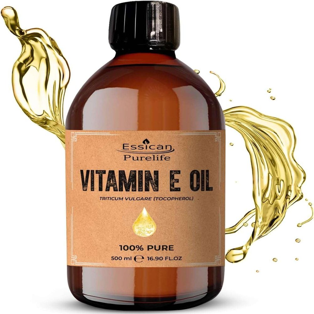 Vitamin E Oil 500ml - 100% Pure Natural Vitamin E Oil for Face, Vitamin E Oil for Hair, Vitamin E Oil for Skin, Vitamin E for Scars, Scalp, Pure Vitamin E Oil for Nails, VIT E Pure Oil, Carrier Oils