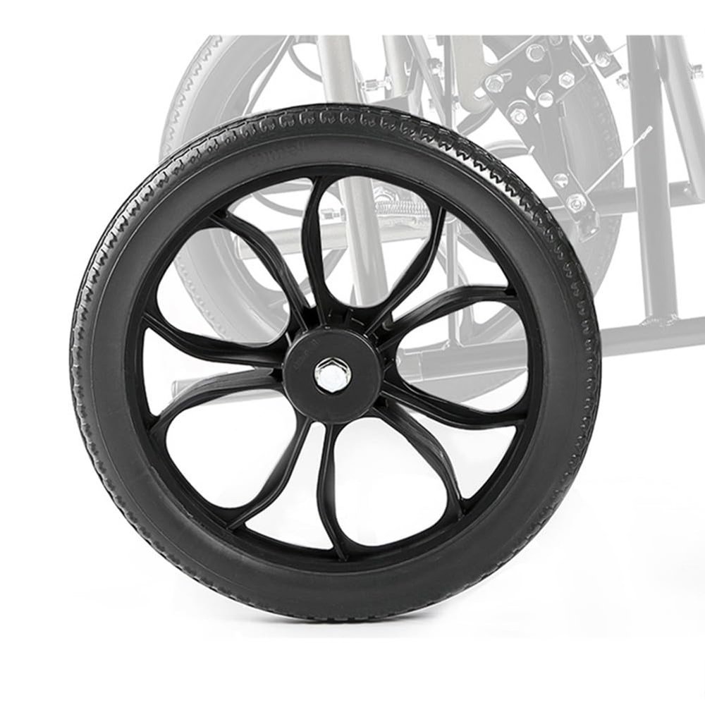 14 Inch Wheelchair Rear Wheels Accessories (2 Pcs), Manual Wheelchair Wheel Replacement, Non-Inflatable Solid Tire, Rear Wheels Assembly