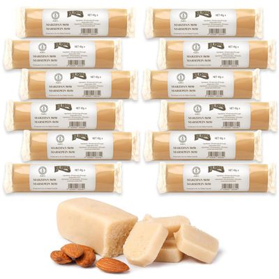 Elisha Original White Marzipan Bar - Multipack of 12 Kosher Snack Pack - Almond-Filled Marzipan Bars - Mouldable Sugary Snack for Kids and Adults - Made in Belgium Marzipan Roll for Confections (40G)