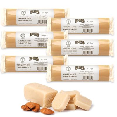 Elisha Original White Marzipan Bar - Multipack of 6 Kosher Snack Pack - Almond-Filled Marzipan Bars - Mouldable Sugary Snack for Kids and Adults - Made in Belgium Marzipan Roll for Confections (40G)