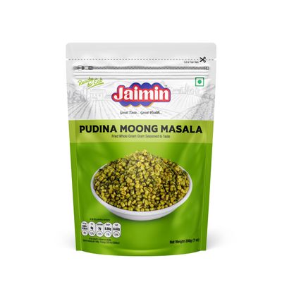 Jaimin Pudina Moong Masala, Fried Whole Green Gram Seasoned to Taste, 200g