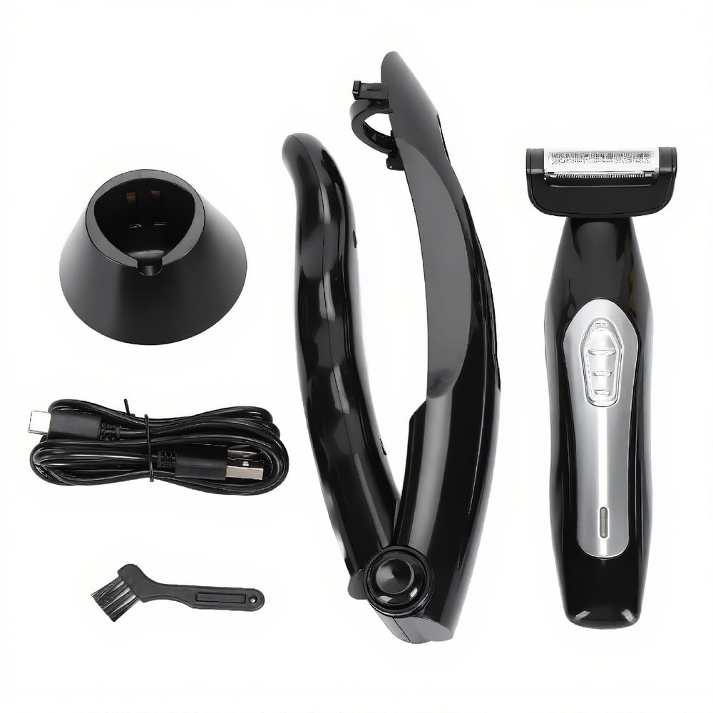 Back Shavers for Men, Men Electric Body Grooming Trimmer Kit for Facial Arm Beard Back, Adjustable Removable Handle with Extreme Reach, Wet Dry Shaving Men Back Groomer