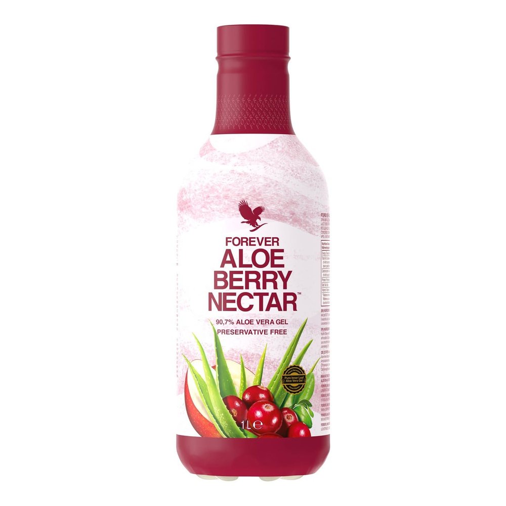 Forever Living Products Aloe Berry Nectar PET, 1000ml, Cranberry-Apple Flavored Aloe Vera Gel, 90.7% pure inner leaf Aloe Vera gel, No added preservatives, Gluten free