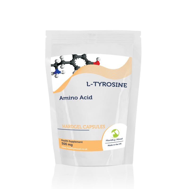 L-Tyrosine 500mg Capsules Amino Acid Supplement for Mental Focus, Mood Support, & Stress Relief Brain Health & Cognitive Function Booster
