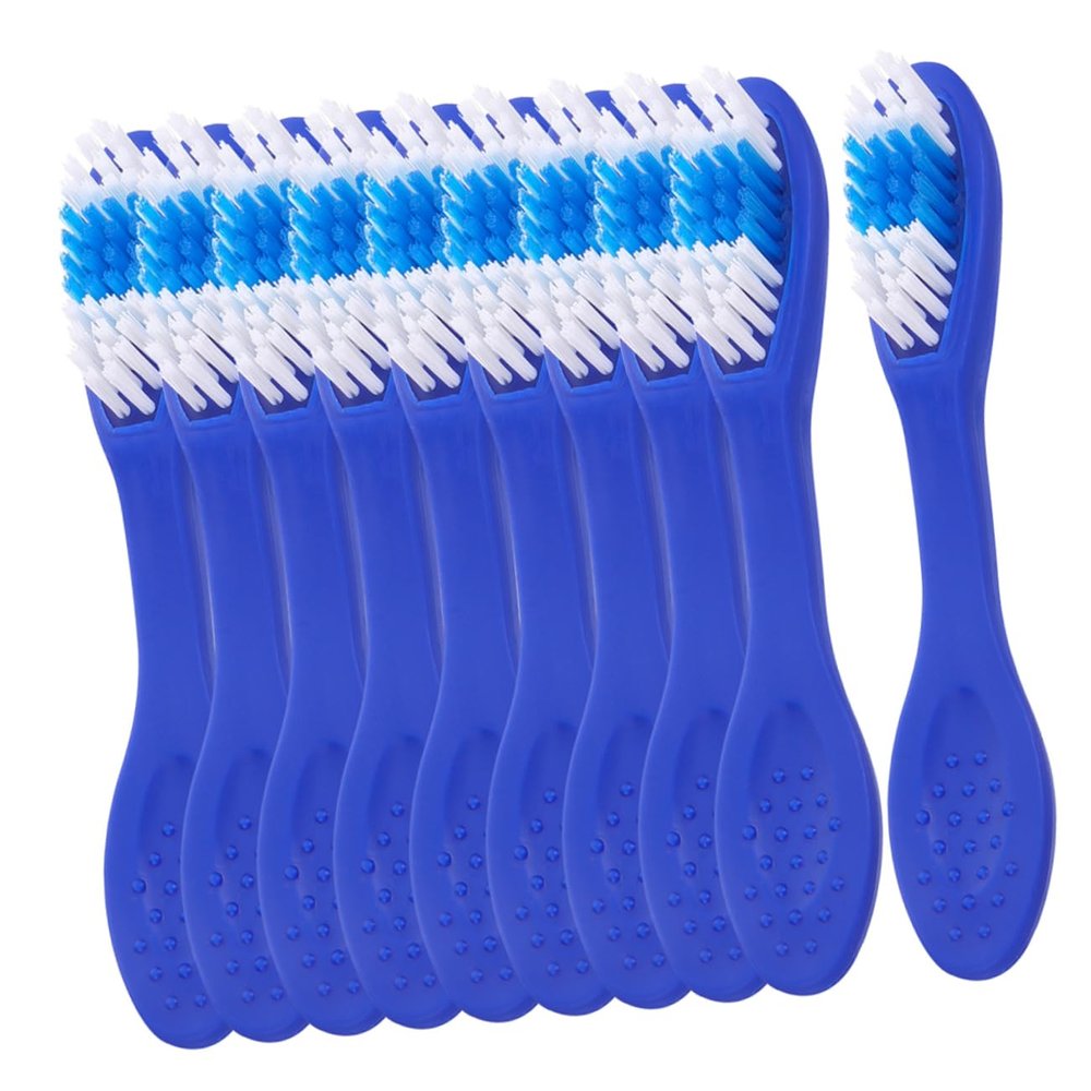 SKISUNO 20pcs Self- Toothbrush Short Handle Security Toothbrush for Prison Jail Correctional Facility Use Blue Extra Soft