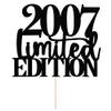 Limited EDITION 2007 cake topper 19th birthday happy birthday cake topper men and women cheer 19 years old handmade black glitter cake decoration (2007) view 1