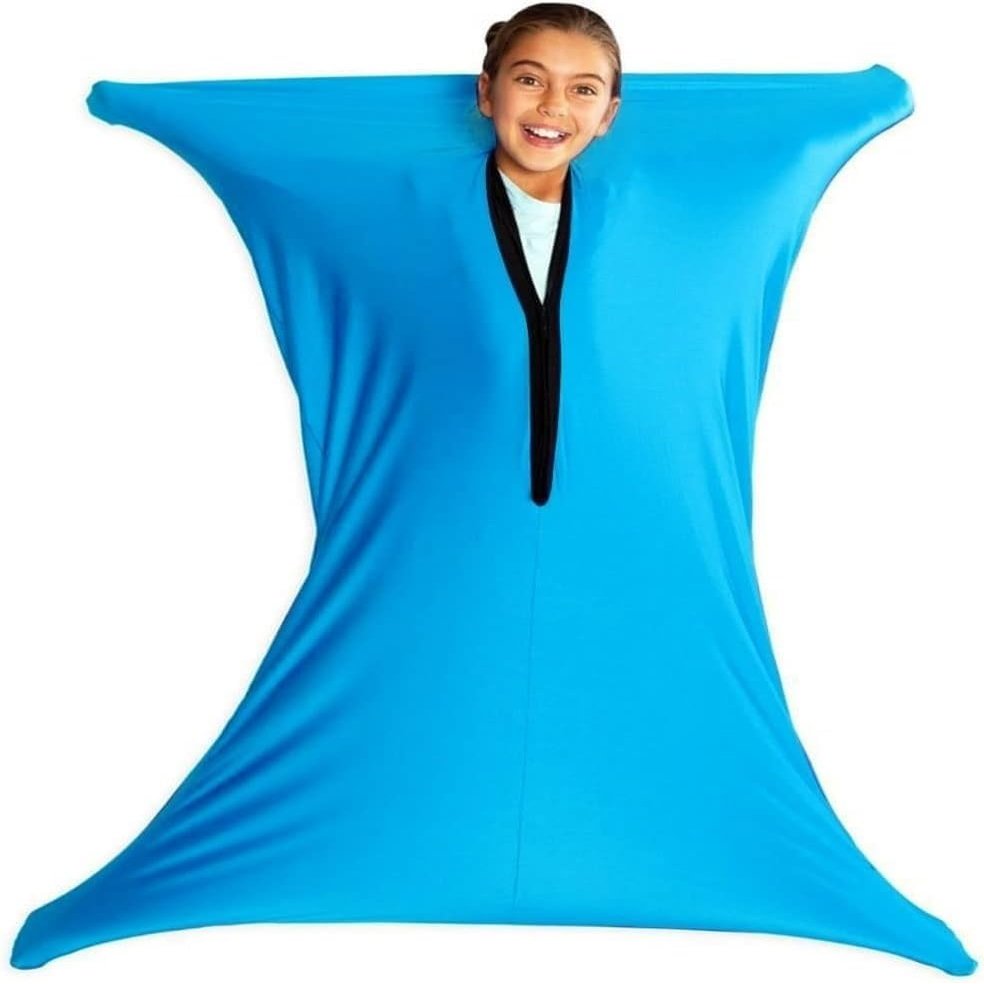 DTREEL Body Sock Sensory Sock Relaxing Sensory Fun Dynamic Movement Socks Full Body Wrap Provides Deep Pressure Input, Sensory Toy With Deep Pressure(Blue,XL)