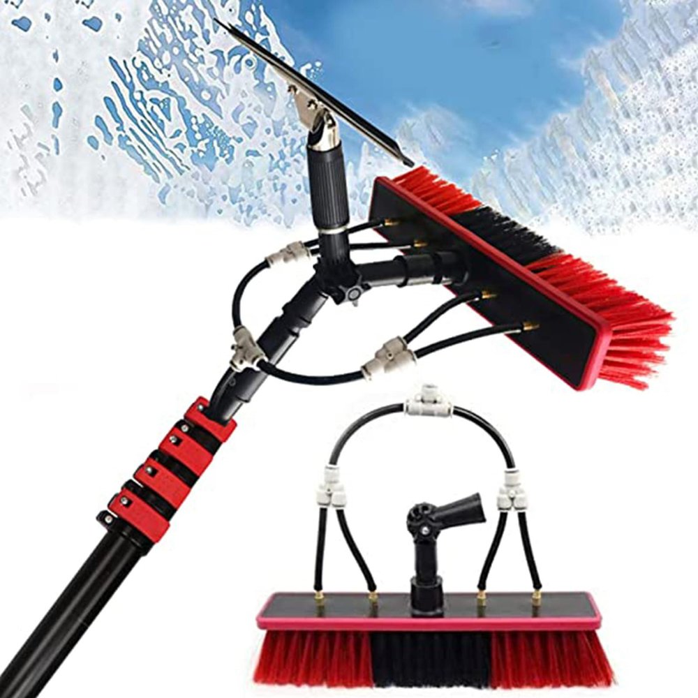 Cleaning Photovoltaic and Solar Panels,Telescopic Brush Window Cleaner Kit, Water-Bearing Telescopic Rod,Suitable for Photovoltaic Panel Cleaningwith Scraper,12M/39FT