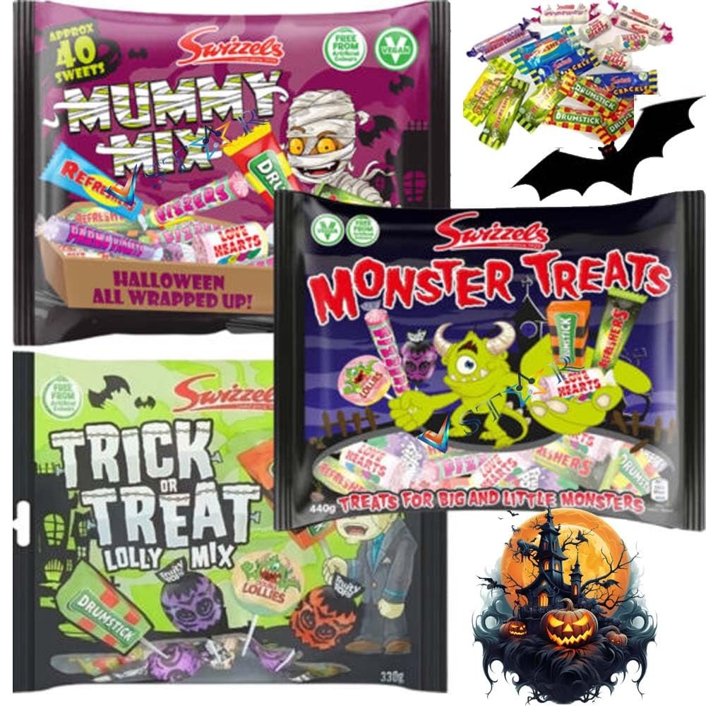 3 x Mixed Halloween Sweets Mix Sweets Bag | Mummy Trick or Treat Lolly Mix Sweets Gif Bag