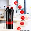 DDUP Protein Shaker Bottle, 16oz 3 Layer Twist Off GYM Shaker Cup Shake Bottle with Mix Grid and Pill & Supplement Storage,Leak Proof Shaker for Protein Shakers (Red) view 2