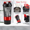DDUP Protein Shaker Bottle, 16oz 3 Layer Twist Off GYM Shaker Cup Shake Bottle with Mix Grid and Pill & Supplement Storage,Leak Proof Shaker for Protein Shakers (Red) view 3