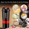 DDUP Protein Shaker Bottle, 16oz 3 Layer Twist Off GYM Shaker Cup Shake Bottle with Mix Grid and Pill & Supplement Storage,Leak Proof Shaker for Protein Shakers (Red) view 4