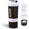 DDUP Protein Shaker Bottle, 16oz 3 Layer Twist Off GYM Shaker Cup Shake Bottle with Mix Grid and Pill & Supplement Storage,Leak Proof Shaker for Protein Shakers (White) view 1