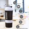 DDUP Protein Shaker Bottle, 16oz 3 Layer Twist Off GYM Shaker Cup Shake Bottle with Mix Grid and Pill & Supplement Storage,Leak Proof Shaker for Protein Shakers (White) view 2