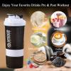 DDUP Protein Shaker Bottle, 16oz 3 Layer Twist Off GYM Shaker Cup Shake Bottle with Mix Grid and Pill & Supplement Storage,Leak Proof Shaker for Protein Shakers (White) view 4