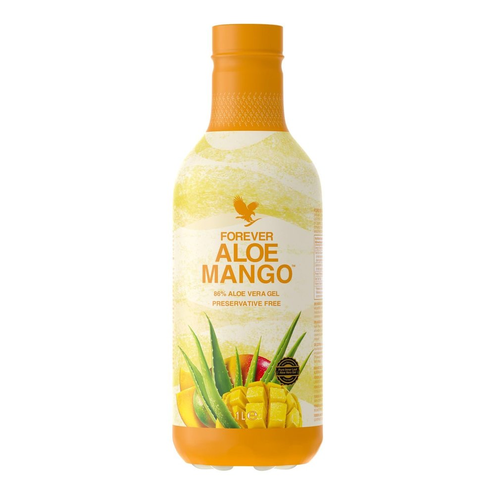Forever Living Products Aloe Mango Gel PET, 1000ml, Mango Flavored Aloe Vera Gel, 86% Aloe Vera inner leafgel, No added preservatives, Gluten Free, Vegan friendly
