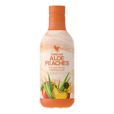 Forever Living Products Aloe Peaches PET, 1000ml, Peach Flavored Aloe Vera Gel, 83.4% pure inner leaf Aloe Vera gel, No added preservatives, Gluten Free, Vegan friendly