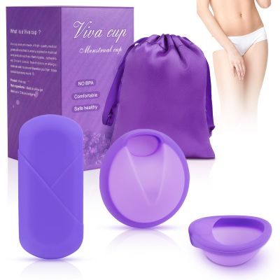 ACWOO Menstrual Discs, 2PCS Reusable Period Disc (S & L) with Storage Bag, Flat-Fit Cup, Medical-Grade Silicone Moon Disc, Feminine Care Hygiene Products, Better Alternative to Sanitary Pad & Tampon