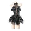BaronHong Women's Little Devil Pure Desire Cosplay Costume Dress Sexy Sleeveless Perspective Mesh Short Dresses (Black, L) view 2