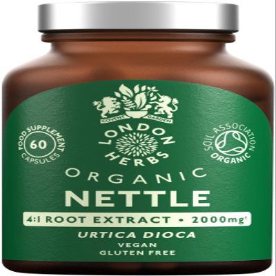 Organic Stinging Nettle Root Extract 2000mg | High Strength 4:1 Extract Stinging Nettle Supplement | 60 Vegan Capsules | Made in The UK | Sustainably Packaged & Produced