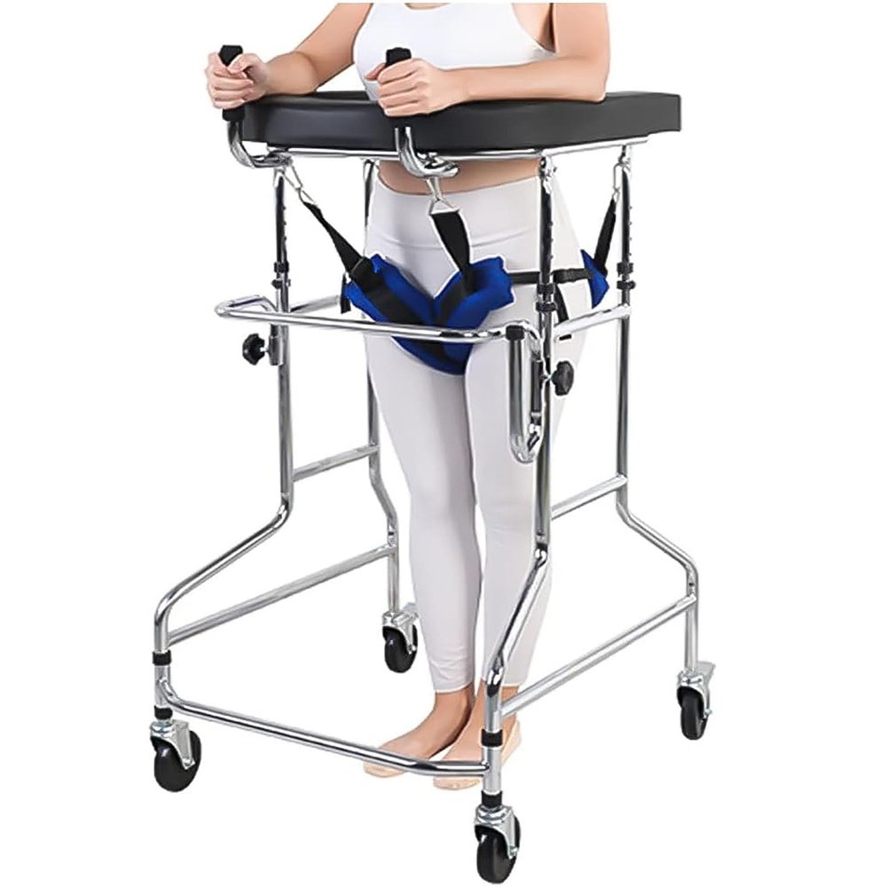 Standing Support Walking Frame, Rollator Walker for Adult, Heavy Duty Adjustable Height Walking Aids with 4 Lockable Universal Wheels, Seat Cushion, Armpit, Armrest,Standard Walker(100-125cm-A)