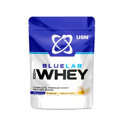 USN Blue Lab Whey Protein Powder, Vanilla Flavour - 476g (14 Servings), Premium Whey Isolate Protein Dietary Supplement, Post Workout Lean Muscle Growth BCAA Amino Acids Powder
