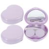 HOMOCONO Portable Contact Lens Case Set of 3 with Mirror Heart-Shaped Purple Lens Storage Box for Travel and Daily Use view 1