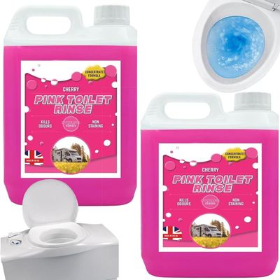 5 Litres Pink Toilet Rinse Disinfectant Bottles For Caravans, Motorhome & Portable Toilets (4)