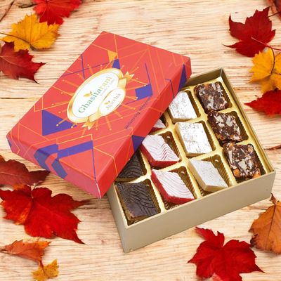 Ghasitaram Gifts Jaiccha Mix Kaju Katlis 12 pcs in Premium Box|Gift for Diwali,Holi,Rakhi,Valentine,Christmas,Birthday,Anniversary,Gift for Her,Him,Mothers Day,Fathers Day|