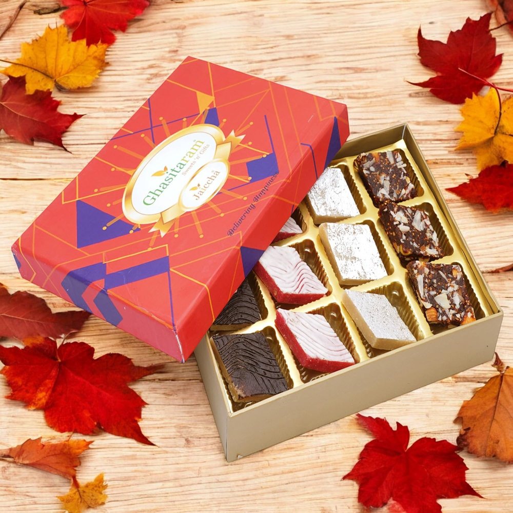 Ghasitaram Gifts Jaiccha Mix Kaju Katlis 12 pcs in Premium Box|Gift for Diwali,Holi,Rakhi,Valentine,Christmas,Birthday,Anniversary,Gift for Her,Him,Mothers Day,Fathers Day|