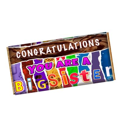 Congratulations You Are a Big Sister Chocolate Bar Wrapper Novelty Present Gift CH-9327 (without chocolate bar (wrapper only))
