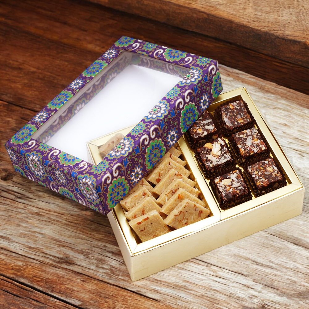 Ghasitaram Gifts Jaiccha 2 Part Printed Box of Bites and Kaju Katli|Gift for Diwali,Holi,Rakhi,Valentine,Christmas,Birthday,Anniversary,Gift for Her,Him,Mothers Day,Fathers Day|